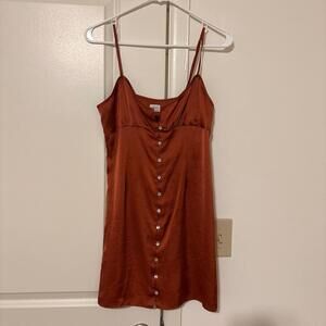 Wilfred Women's Mini Dress Size 4 In Rust Brown Button Closure